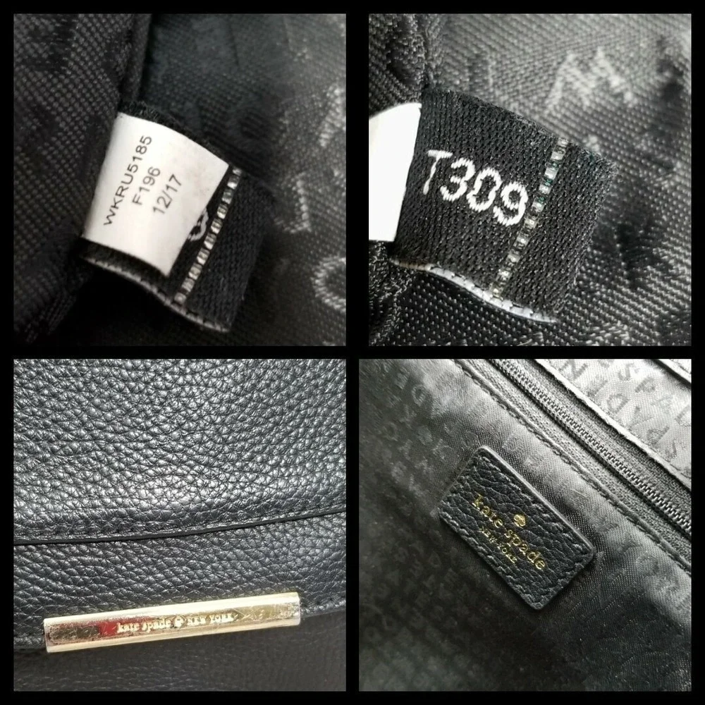 Kate Spade‎ Joss Philmont Lane Black Style WKRU5185 Pebble Leather Gold Tone